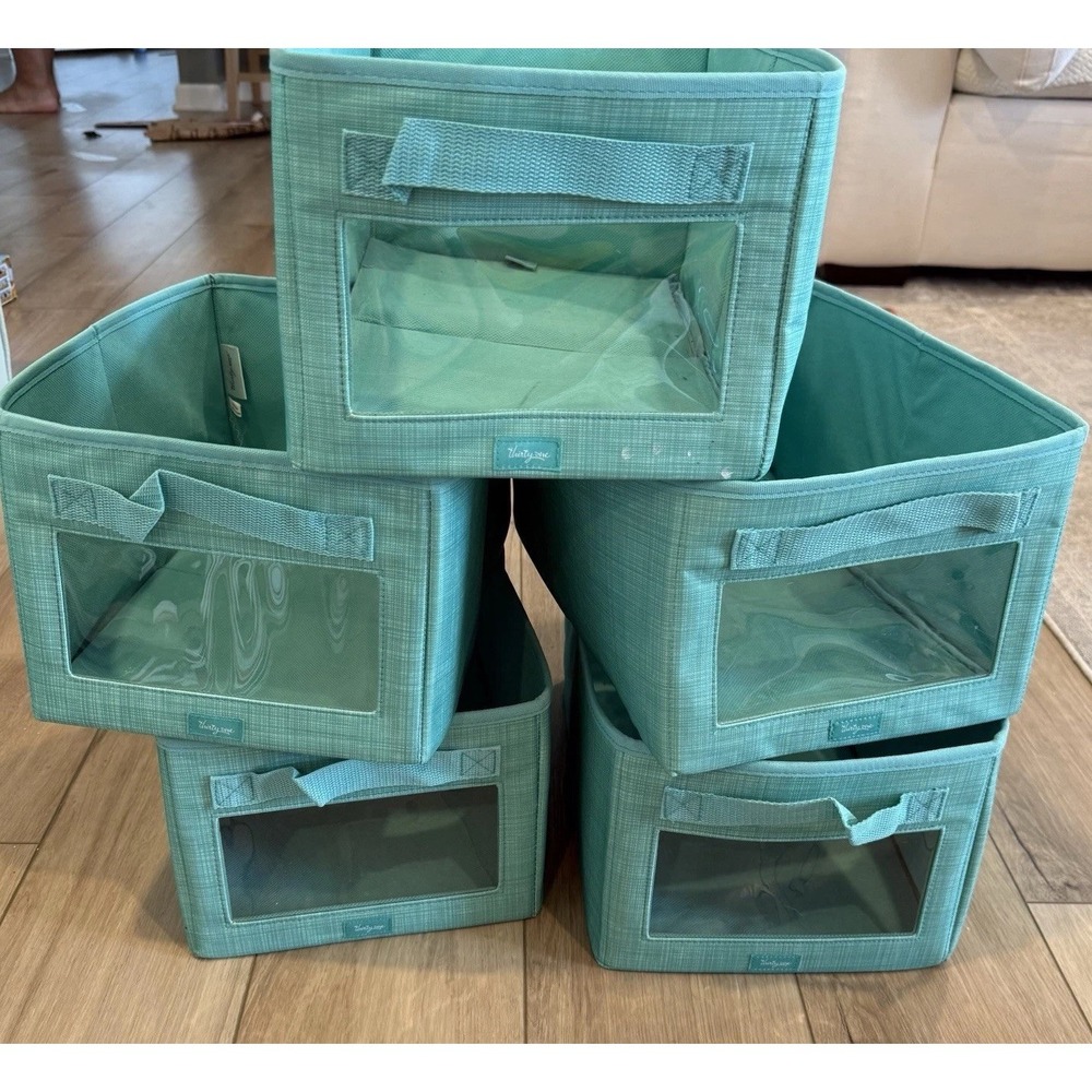 Thirty-One Your Way Cube Bin Storage Lot Of 5 Turquoise Teacher Kids Retired